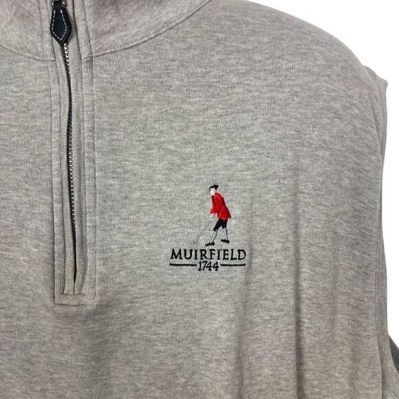 Muirfield Golf Club Scotland 1/4 Zip Pullover Vest Mens XXL Gray Cotton Jersey - Picture 3 of 9